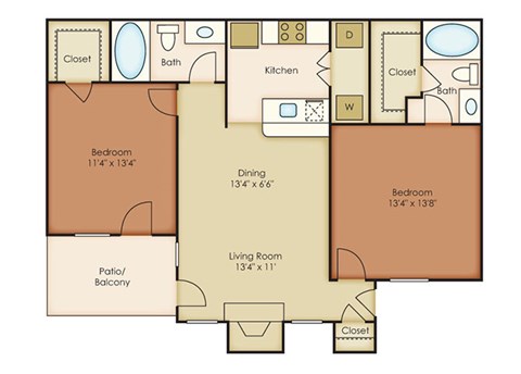 B2 2D floor plan image  at The Villages of Briar Forest, Houston, TX, 77077